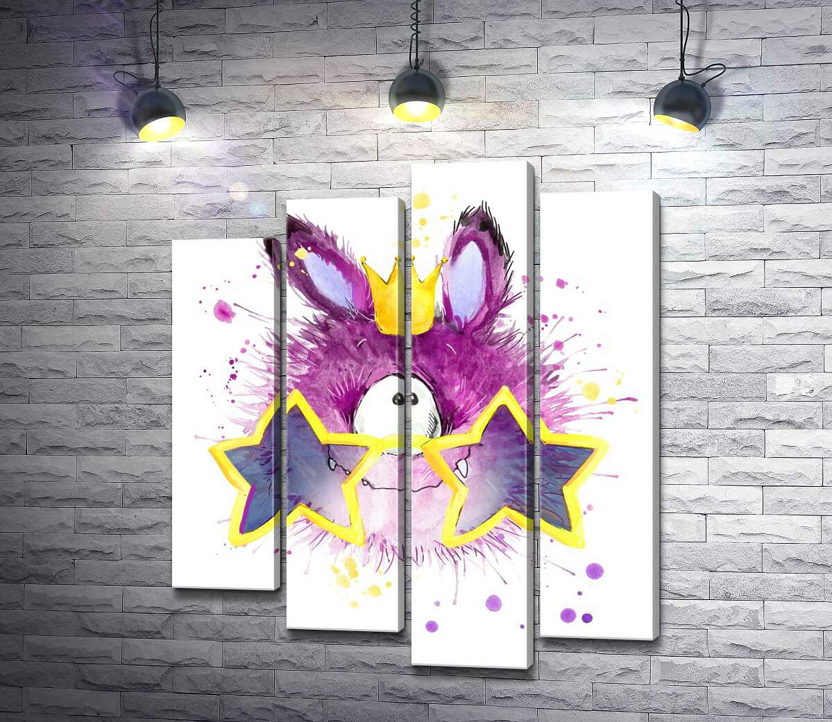 

Модульная картина ArtPoster Фиолетовый циклоп в короне и очках 132x156 см Модуль №21