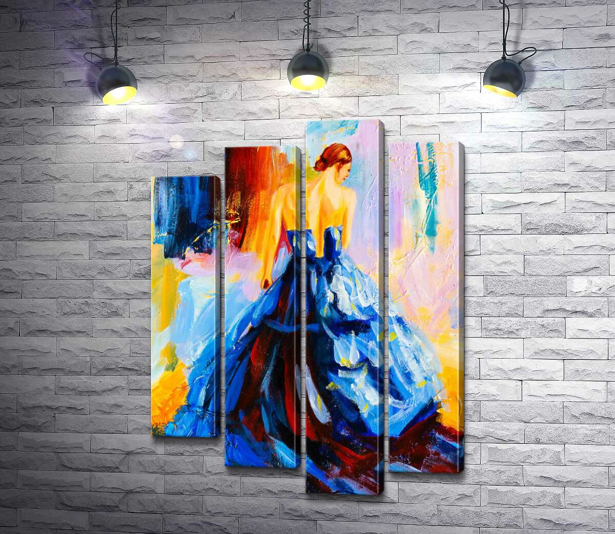 

Модульная картина ArtPoster Утонченный силуэт девушки в пышном синем платье 132x181 см Модуль №21