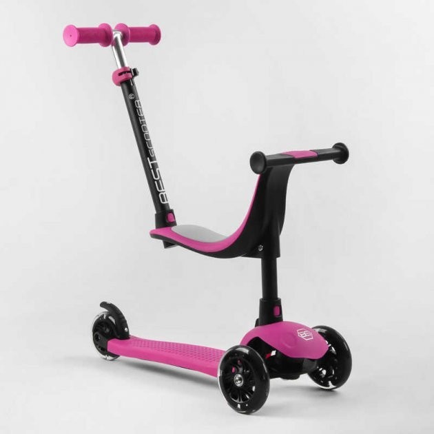 

Детский Самокат трехколесный Best Scooter PL-105 колеса PU со светом, сидение, родительская ручка