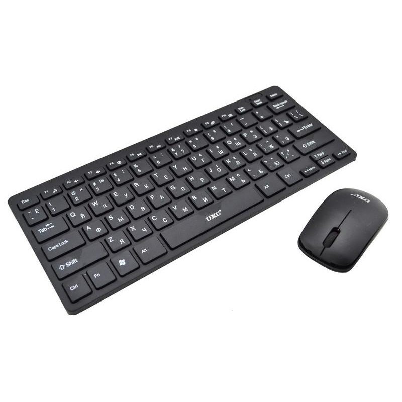 

Беспроводная механическая клавиатура и оптическая мышь комплект KeyBoard UKC 901 Mini Черная для компьютера тихая с низкопрофильными клавишами USB 2,4 ГГц (48885)