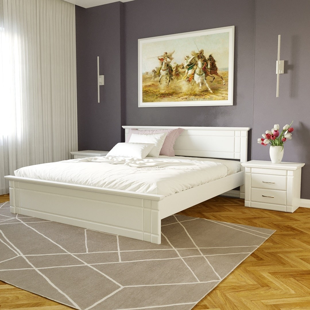 

Двуспальная кровать из ясеня MEBLIUS Модена 160 см x 200 см Белая