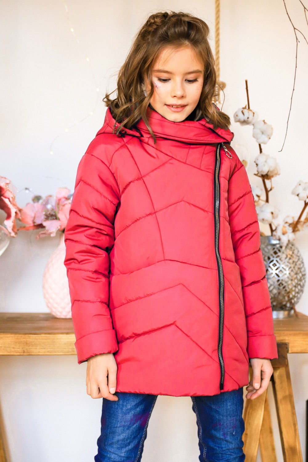 

Куртка детская Дилара - Коралл №472 28 для девочки 4-5 лет рост 105-110