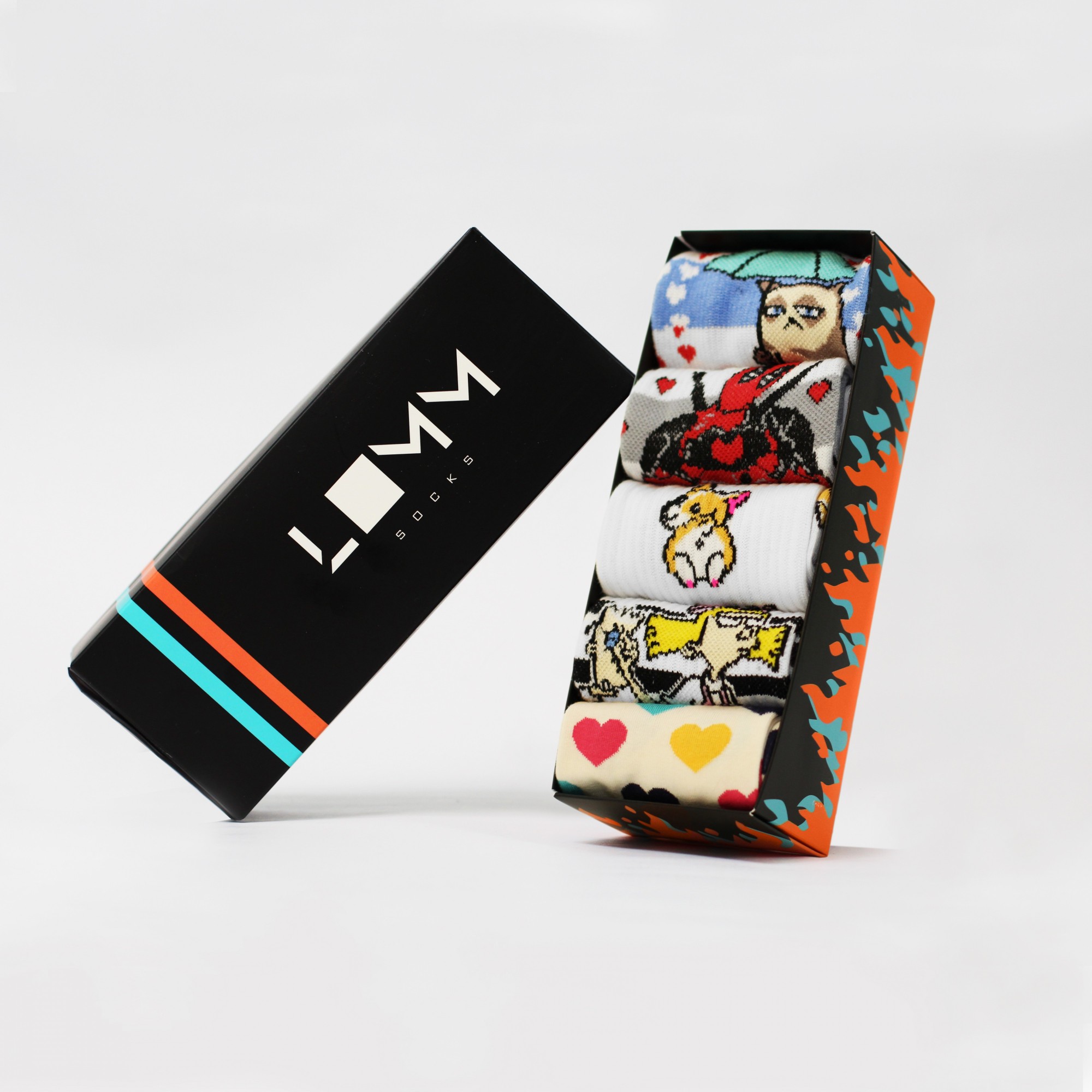 

Подарочный набор 5 пар носков в коробке Crazy Love box - разноцветные, Подарочный набор 5 пар носков в коробке Crazy Love box 36-44 разноцветные