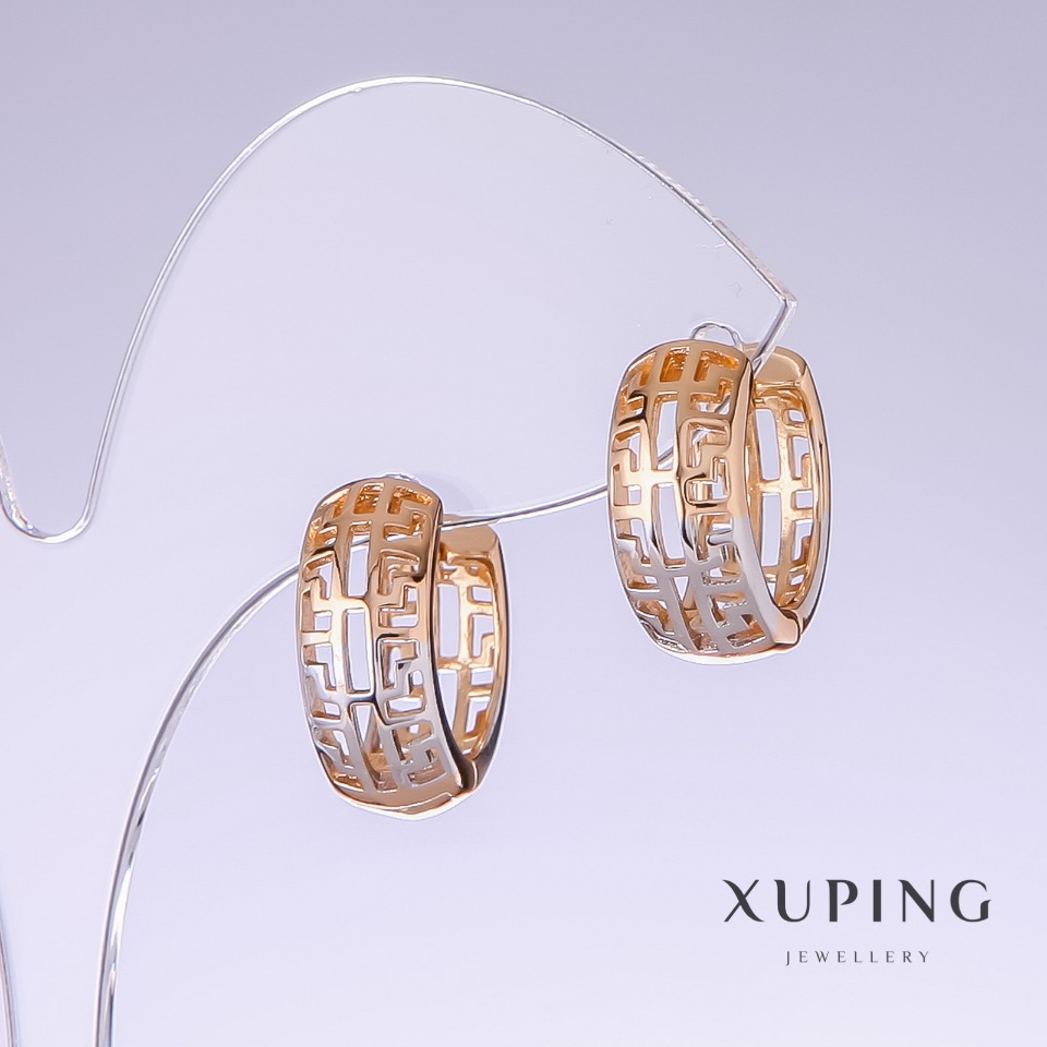 

Серьги Xuping, длина 17мм, толщина 7мм родий, позолота 18к, ida25663