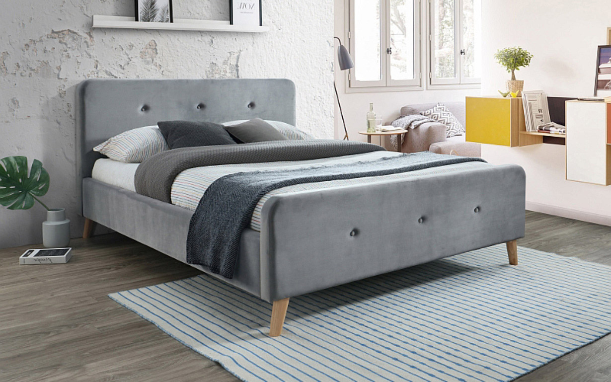 

Кровать Malmo Velvet grey 160х200 см. Signal