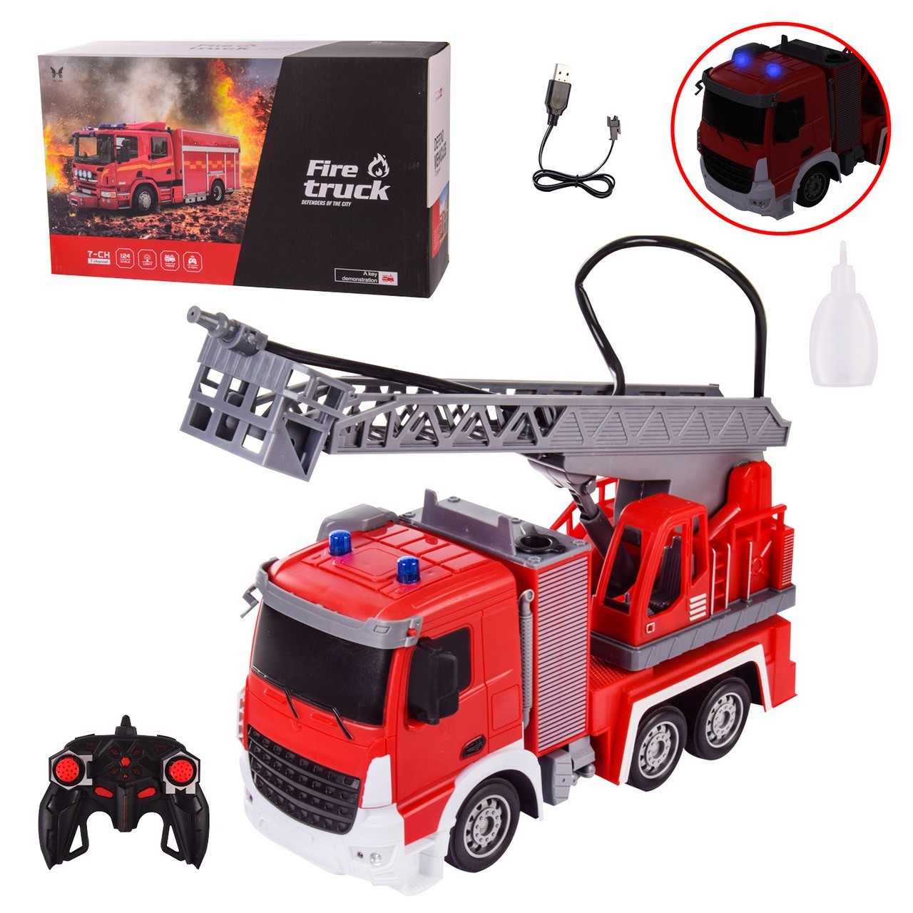 

Пожарная машинка на радиоуправлении с водой в масштабе 1:24 Fire Truck