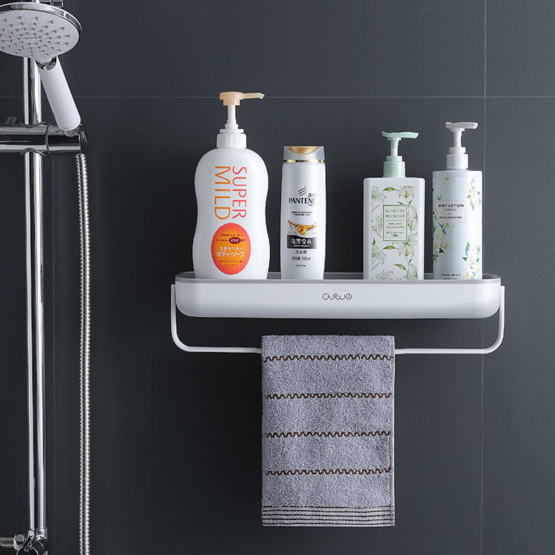 

Прямая пластиковая полка с держателем полотенец ASUJEI A2004 (Towel rail) White/Gray
