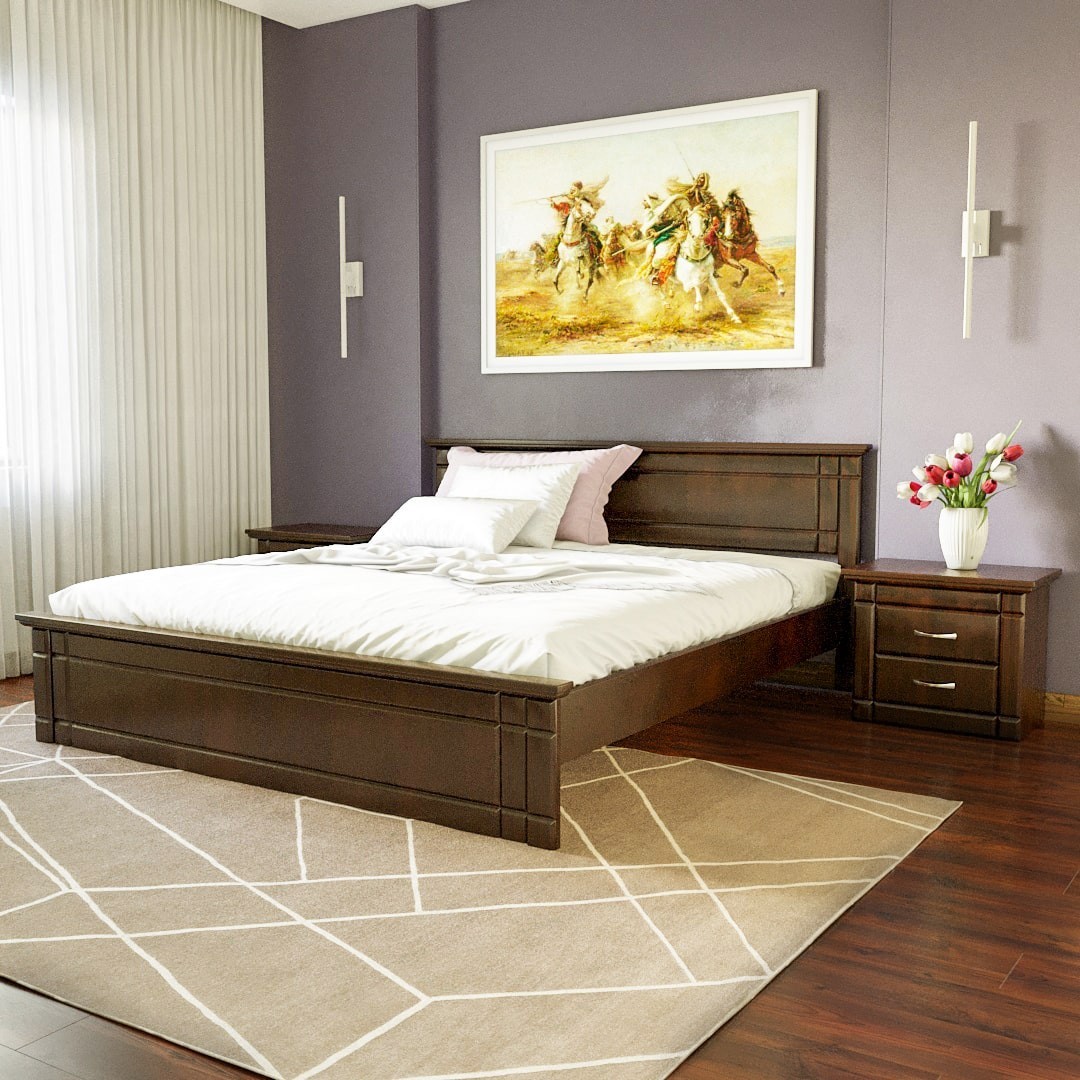 

Двуспальная кровать из ясеня MEBLIUS Модена 180 см x 200 см Темный орех
