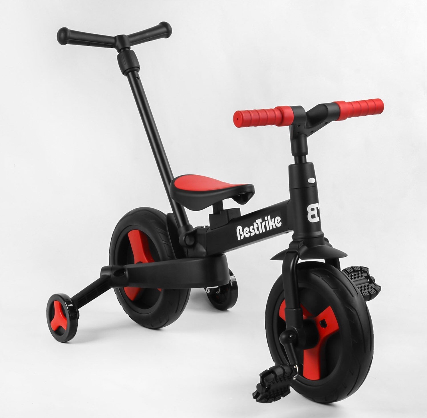 

Детский велосипед-трансформер с родительской ручкой Best Trike 23031 колеса PU 10’’ съемные педали