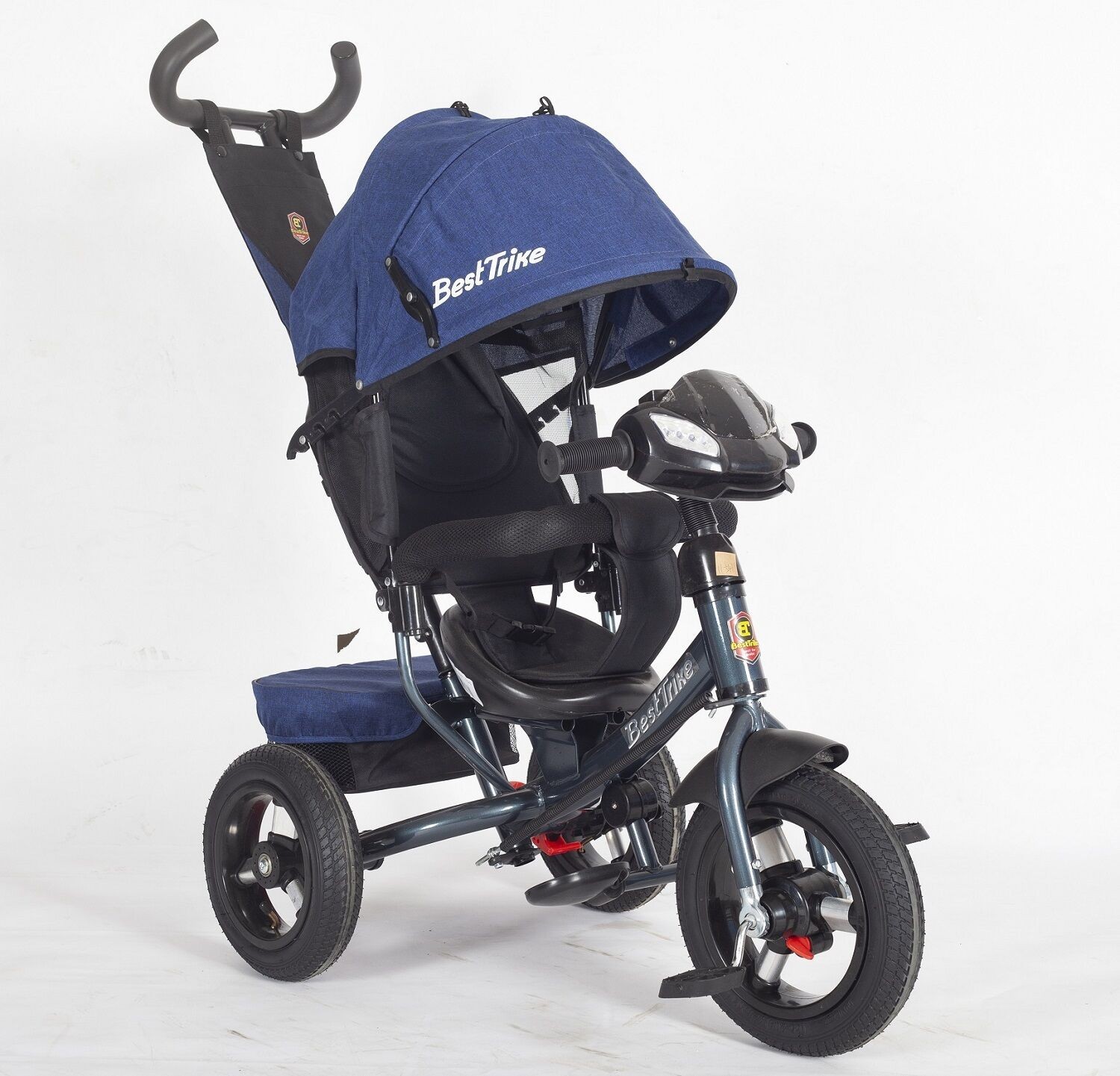 

Велосипед коляска детский трехколесный Best Trike 3390 / 11-541 с музыкальной фарой и надувными колесами ровер
