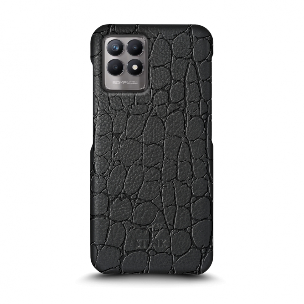 

Кожаная накладка Stenk Reptile Cover для Realme 8i Чёрная