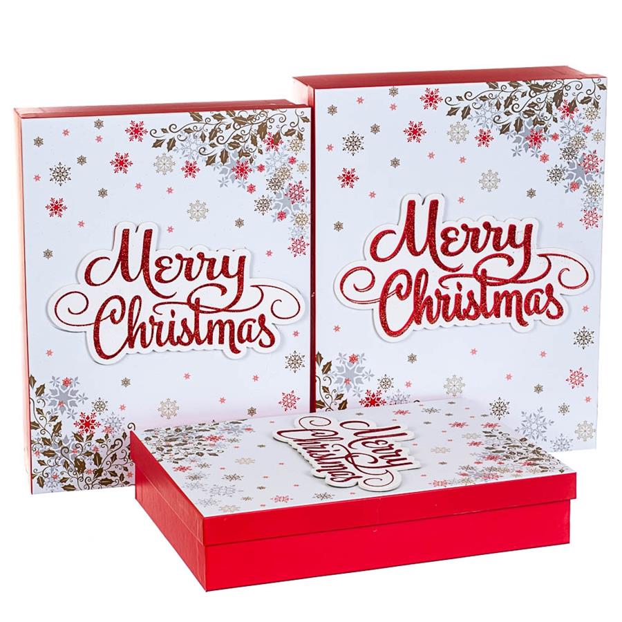 

Набор из 3 коробок "Merry Christmas" белый 39*30*11 (8211-009), Картон, Elisey