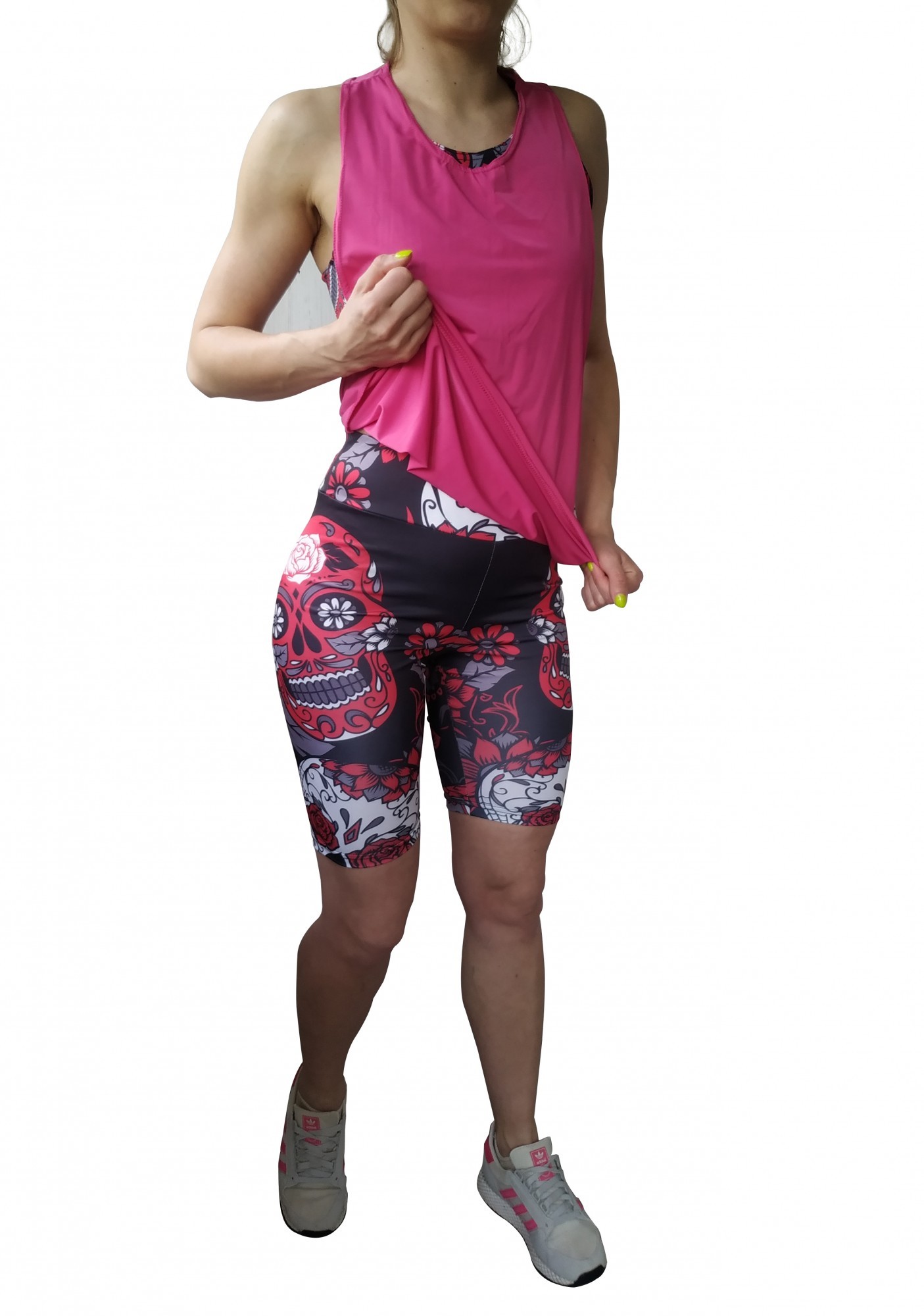 

Велосипедки женские + топ + майка PRINTFIT 0135Череп37М 48 с принтом