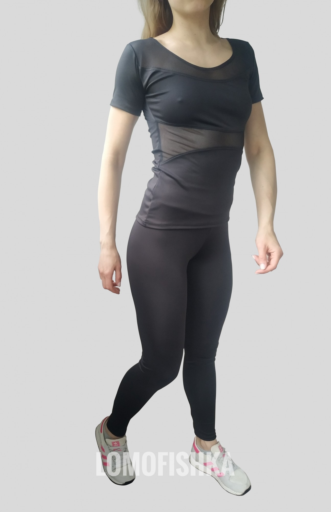 

Комплект для фитнеса (лосины+футболка) LOMOFIT-Black 0225 48 черный с сеткой