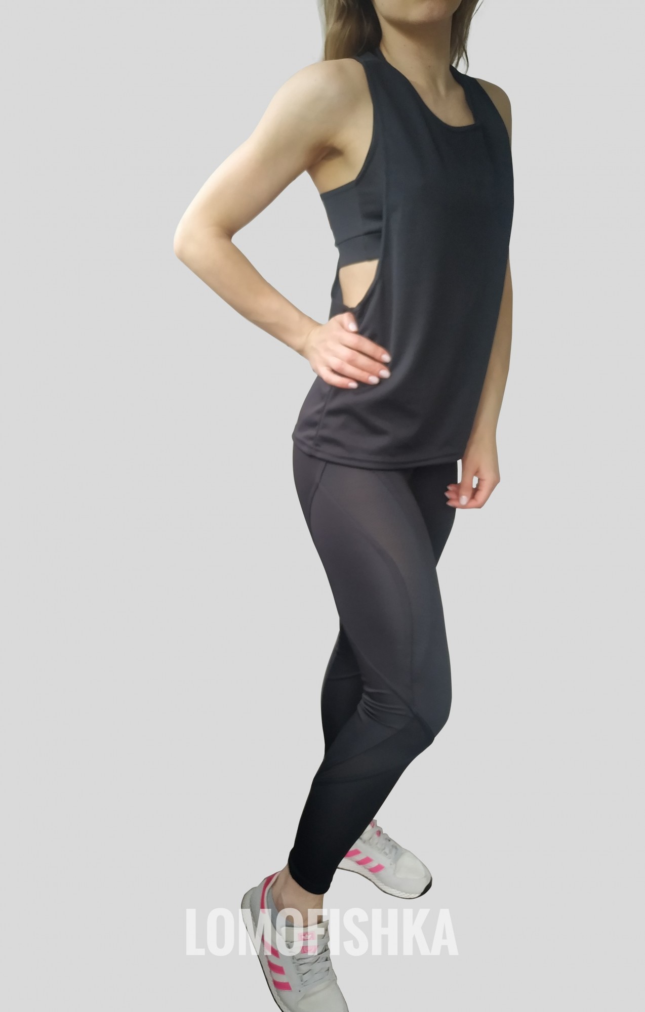 

Комплект для фитнеса (лосины+топ+майка) LOMOFIT-Black 273537 48 черный с сеткой