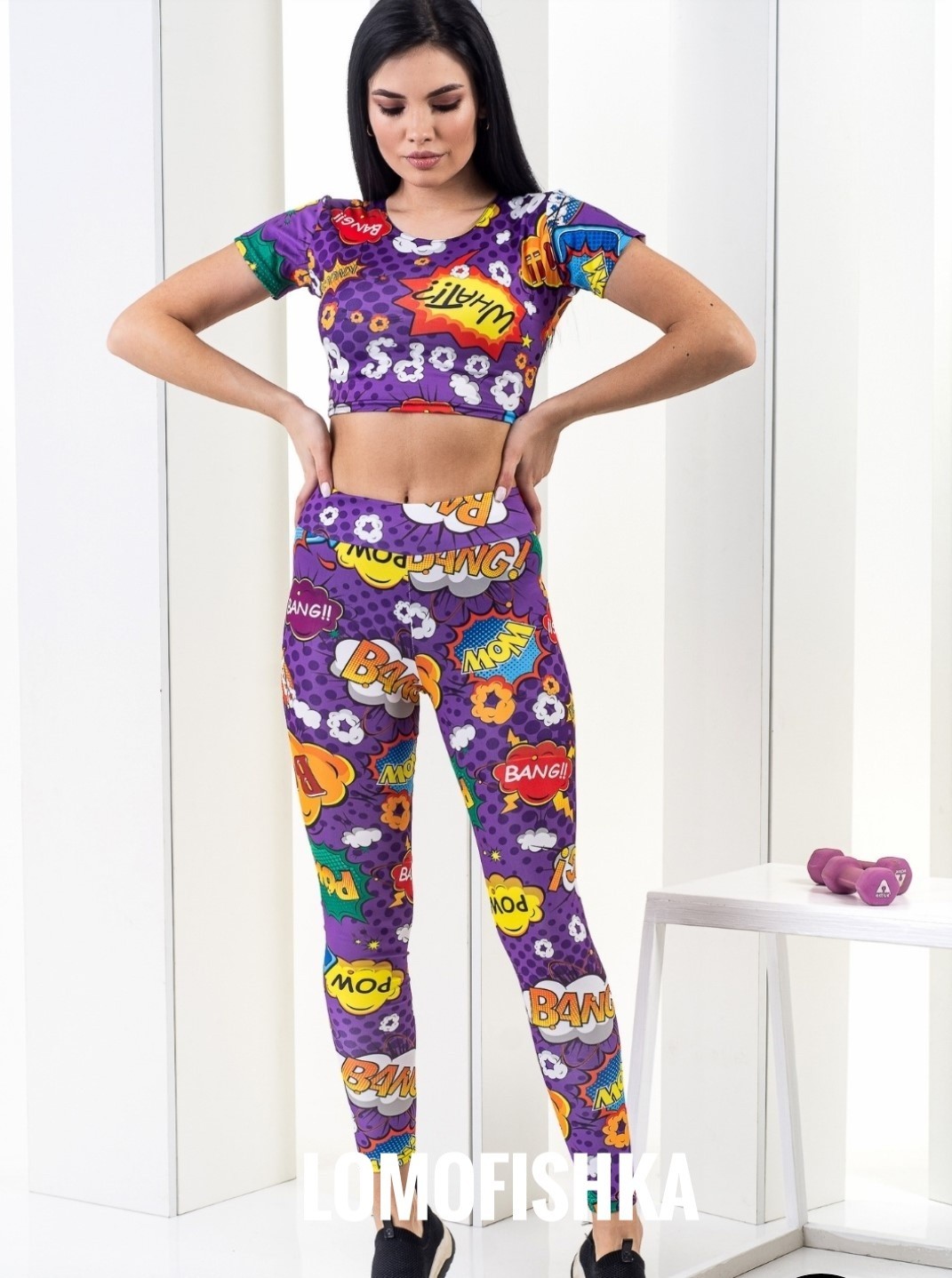 

Комплект для фитнеса (лосины+топ с коротким рукавом) PRINTFIT 02311WF 42