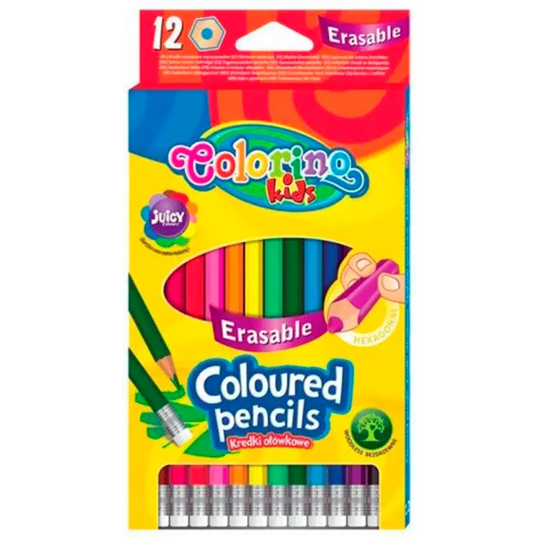 

Карандаши цветные Colorino 12 цветов шестигранные с ластиком 92531