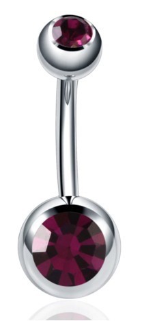 

Серьга для пирсинга пупка без бренда банан с кристаллами малиновый серебро P-PU-S-008-DPN