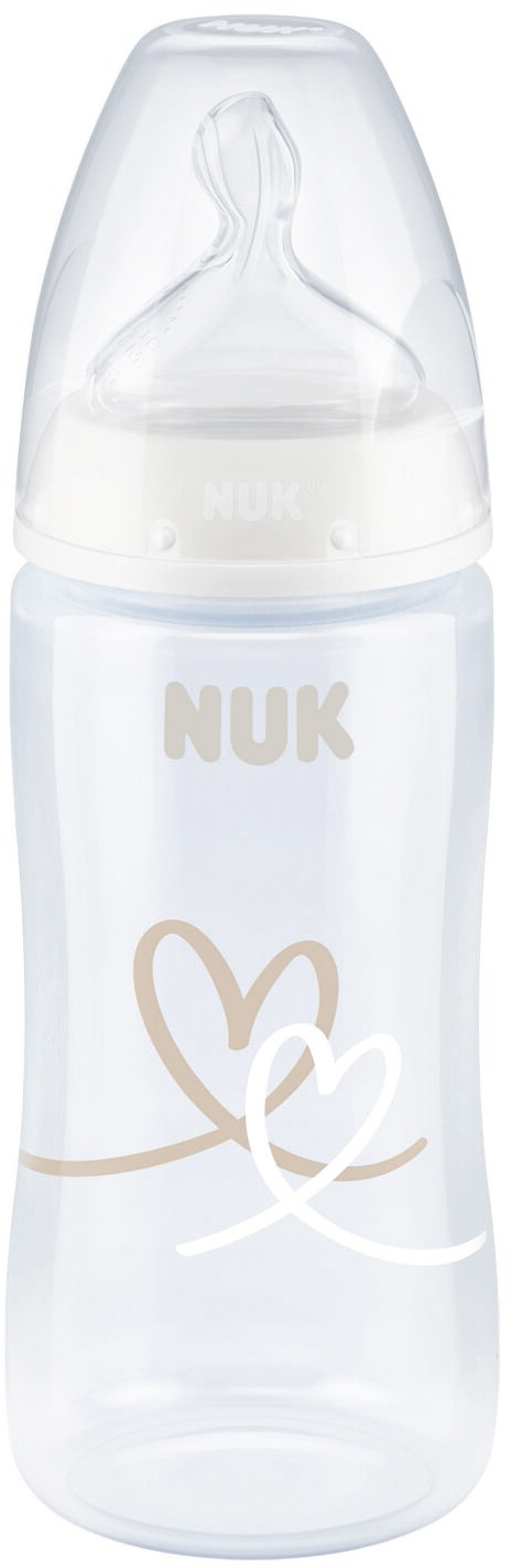 

Бутылочка NUK First Choice Plus Сердца 300 мл Бежевая (4008600418177)