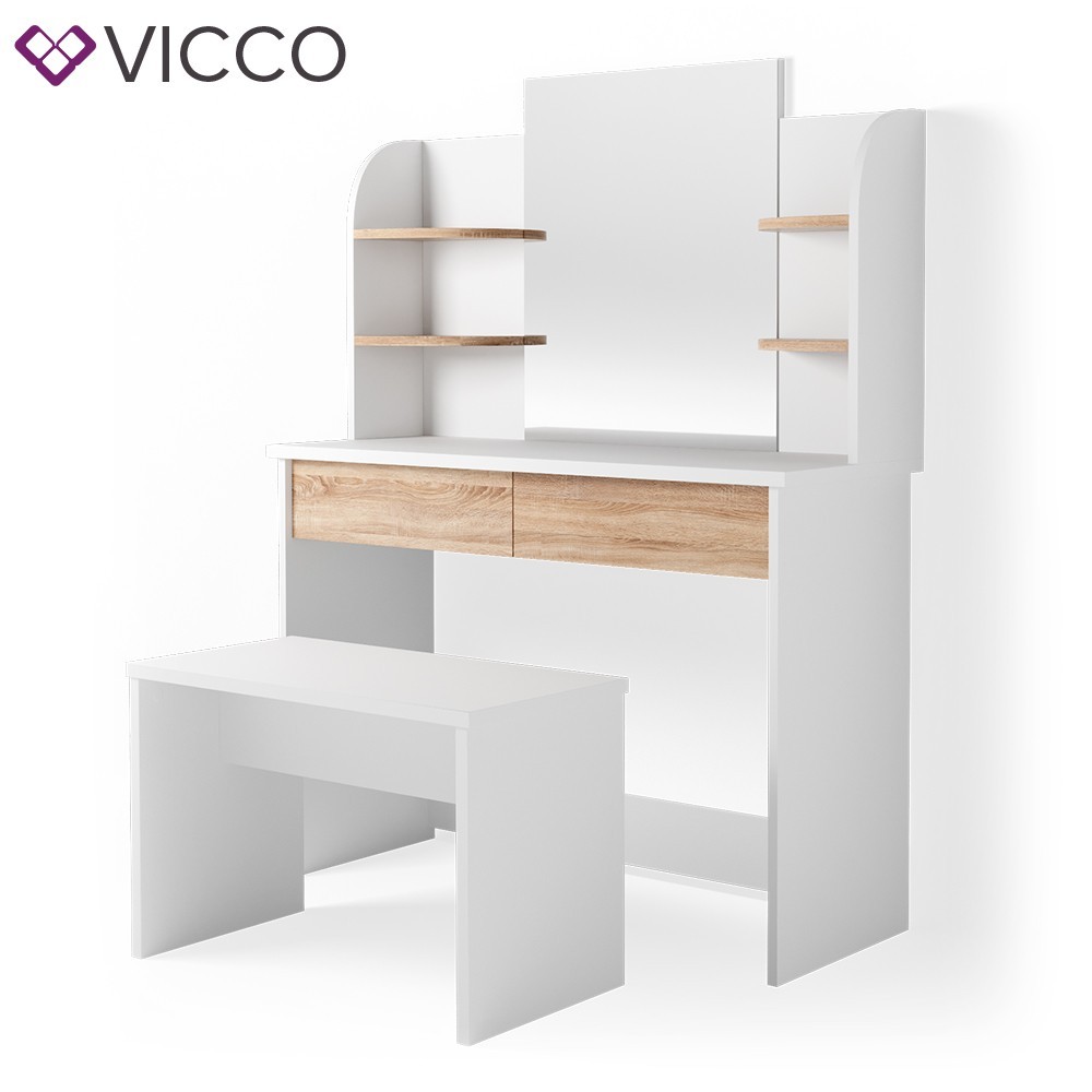 

Туалетный столик с лавкой 108x142 Vicco Charlotte, белый, сонома