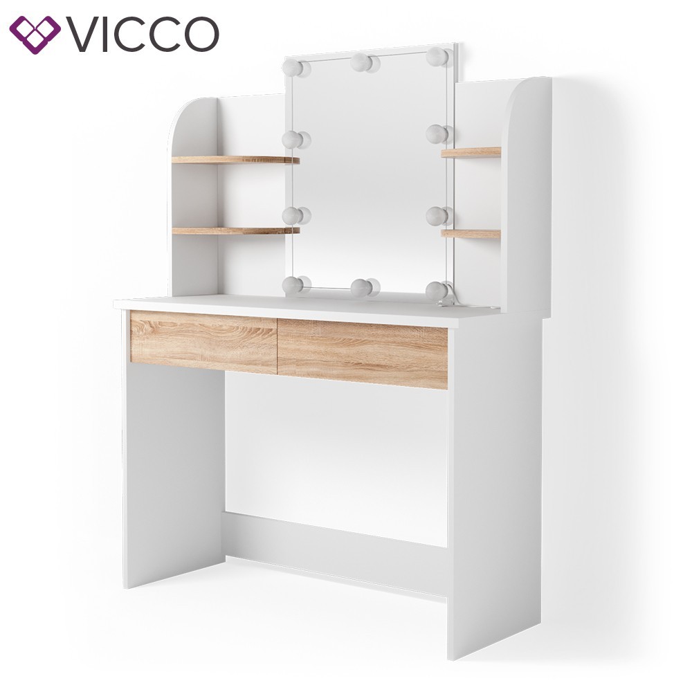 

Туалетный столик с подсветкой Vicco Charlotte 108x142, белый, сонома