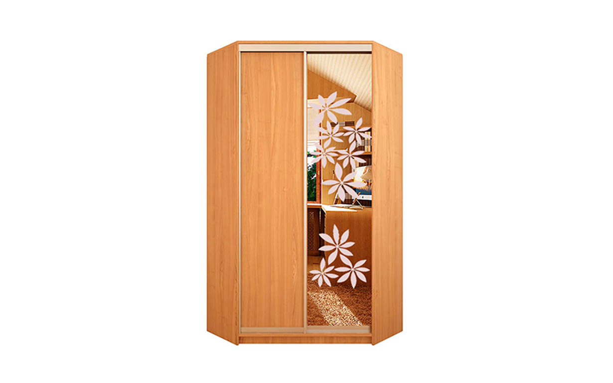 

Угловой шкаф-купе: ДСП + Пескоструй 140х140х210 см. Феникс Мебель