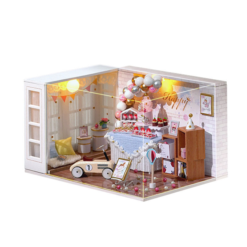 

Кукольный дом румбокс детский деревянный конструктор для девочек DIY Cute Room QT-010-B Happy Birthday (F_7768-28609)