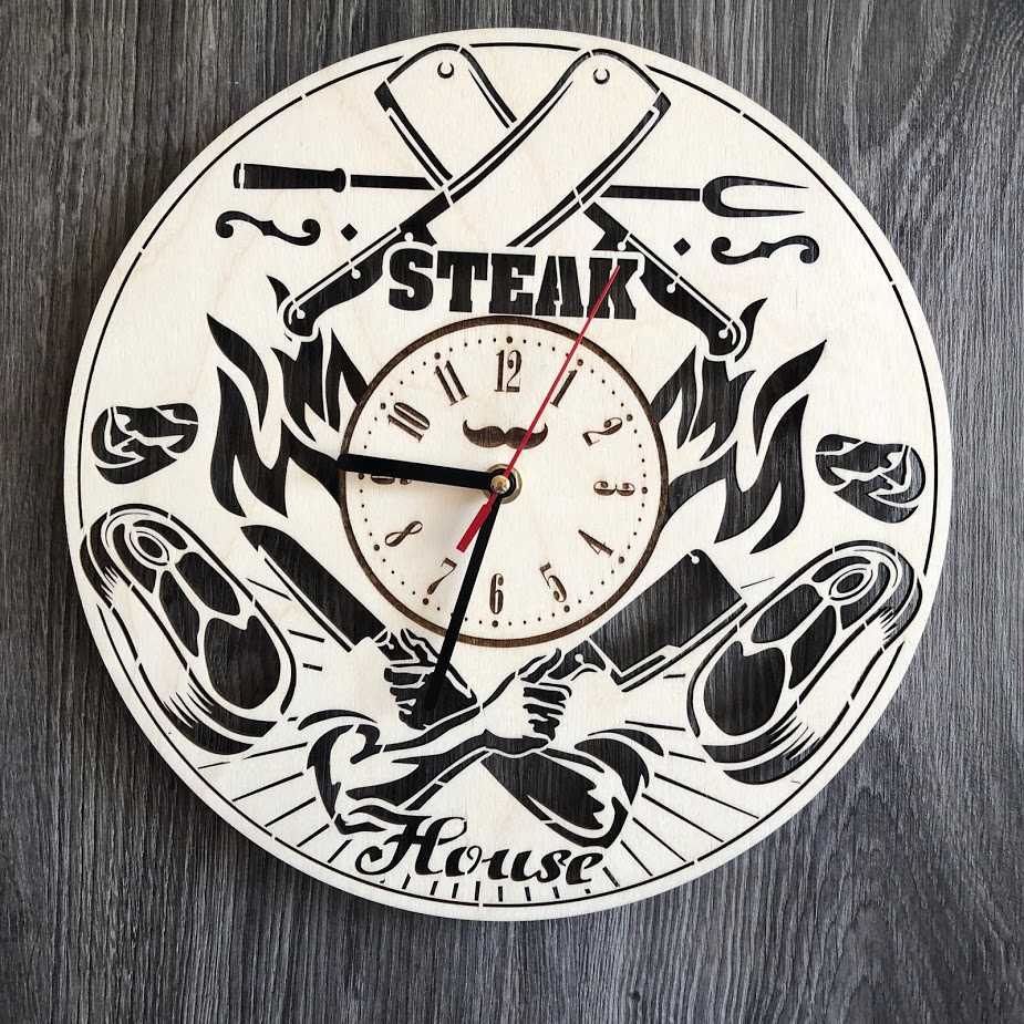 

Тематические настенные часы из дерева Steak House CL-0299