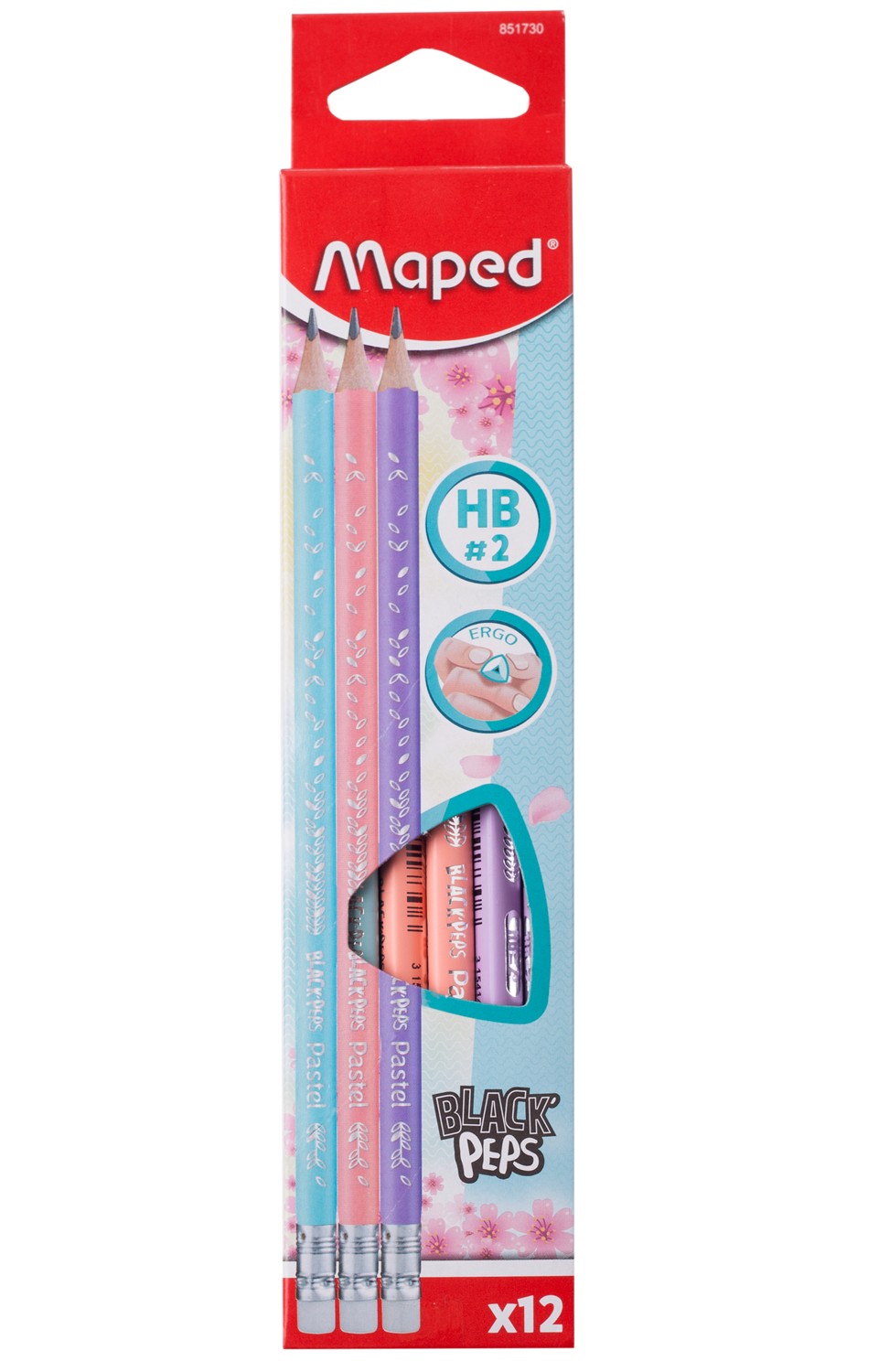 

Набор карандашей графитовых Maped BLACK PEPS PASTEL HB с ластиком (MP.851730)