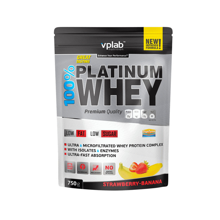 

Изолят сывороточного протеина VP Lab Nutrition "100% Platinum Whey" Клубника-банан (750г)