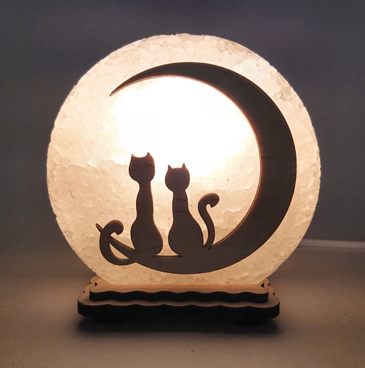 

Соляная лампа-ночник Saltlamp Котики на Луне диаметром 12 см Желтый (123739)