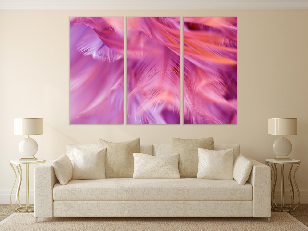 

Картина на холсте Модульные Модульная картина Soft Bird Feathers 3 картины 60х120 см.