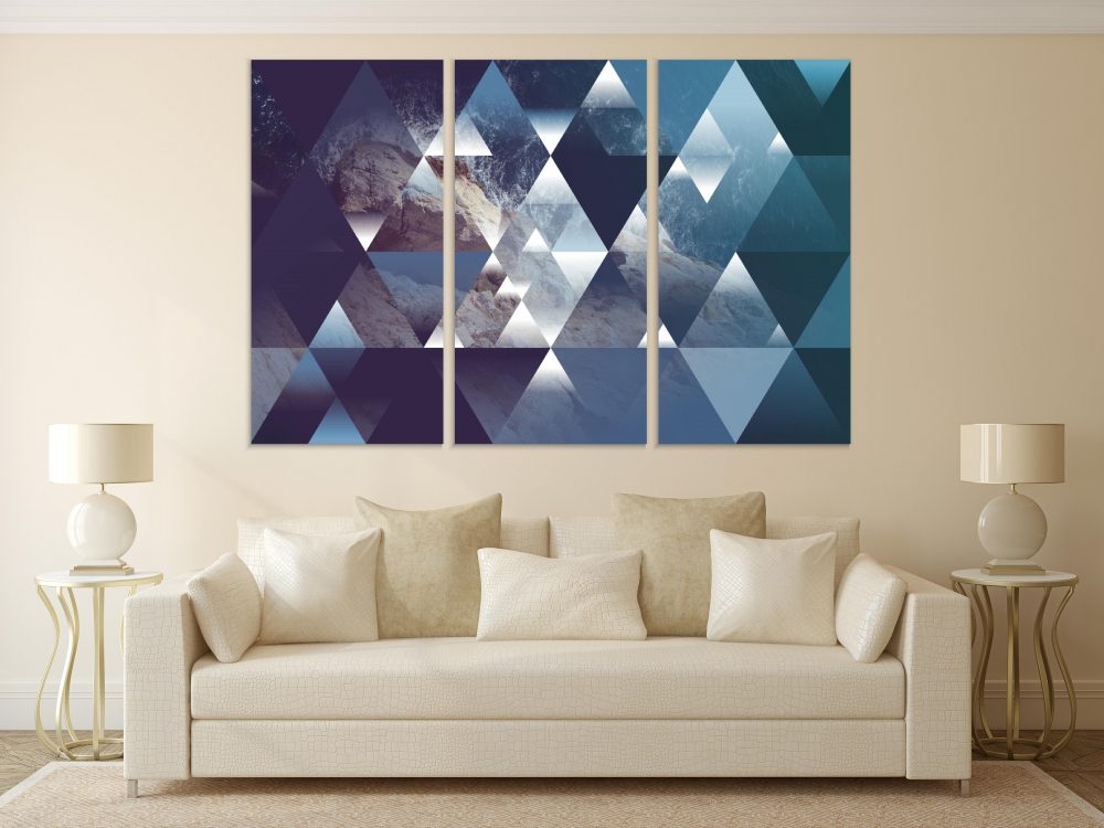 

Картина на холсте Модульные Модульная картина Abstract Marine Geometric 3 картины 30х60 см.