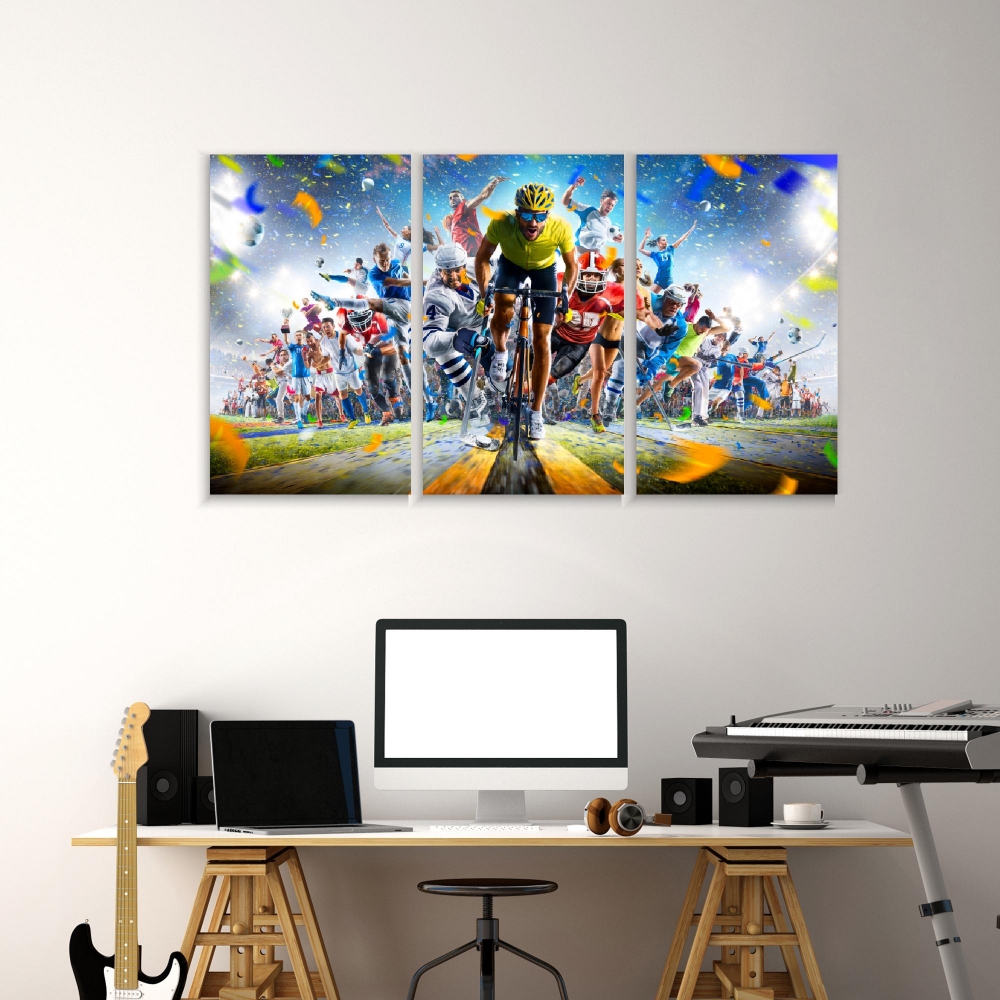 

Картина на холсте Модульные Модульная картина Grand Arena Sports Collage 3 картины 40х80 см.