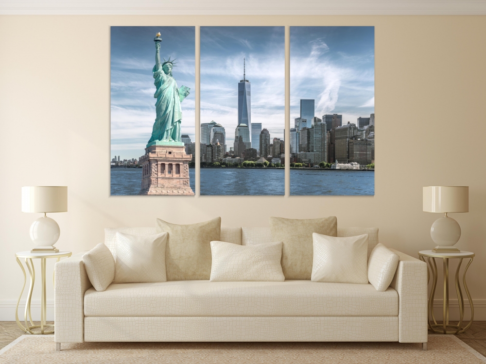 

Картина на холсте Модульные Модульная картина The Statue Of Liberty 3 картины 60х120 см.