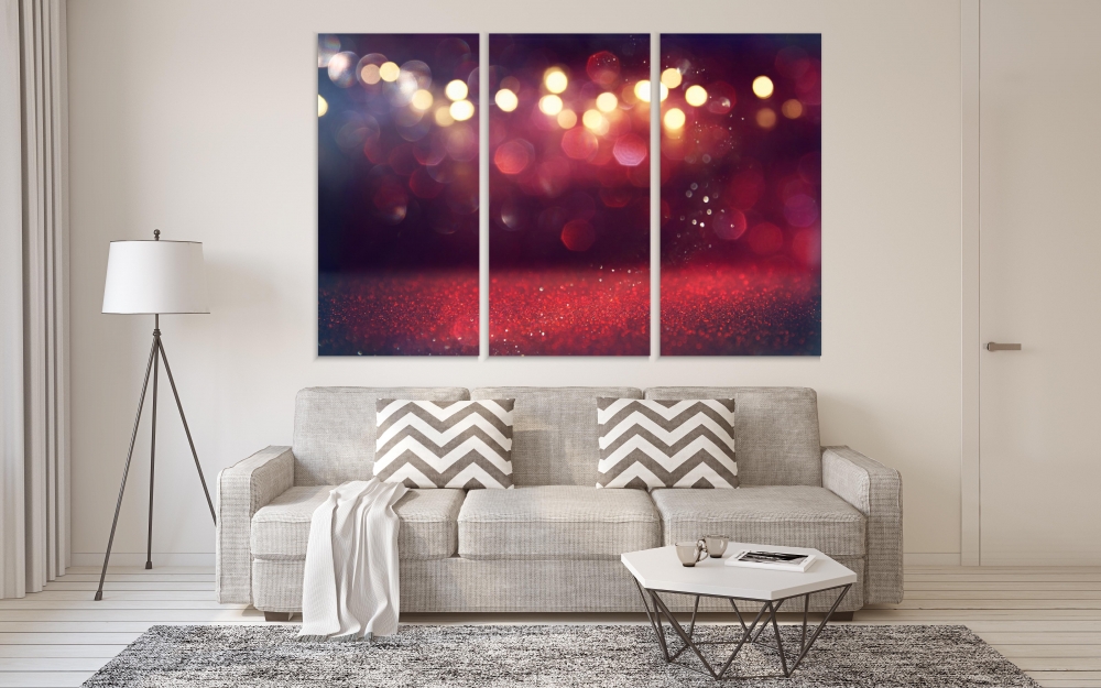 

Картина на холсте Модульные Модульная картина Red Glitter 3 картины 25х50 см.