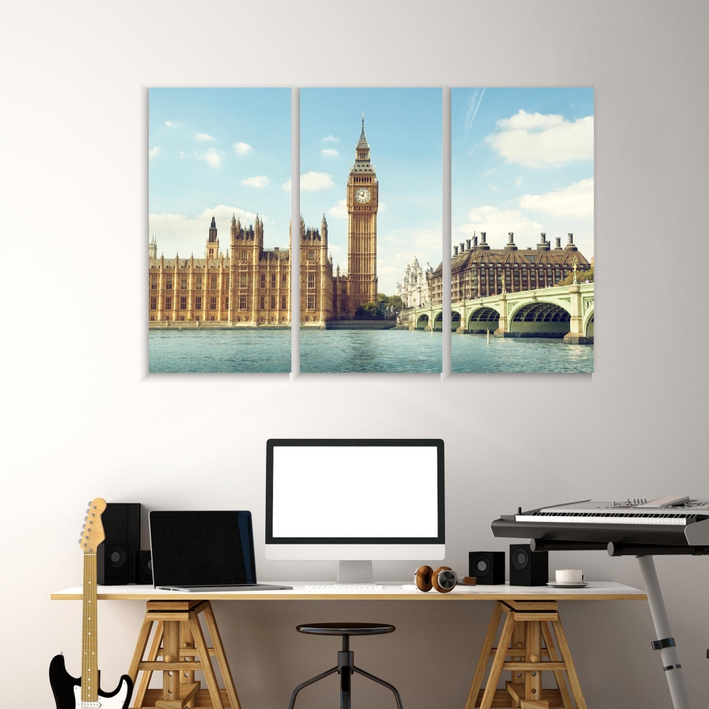 

Картина на холсте Модульные Модульная картина Big Ben 3 картины 45х90 см.