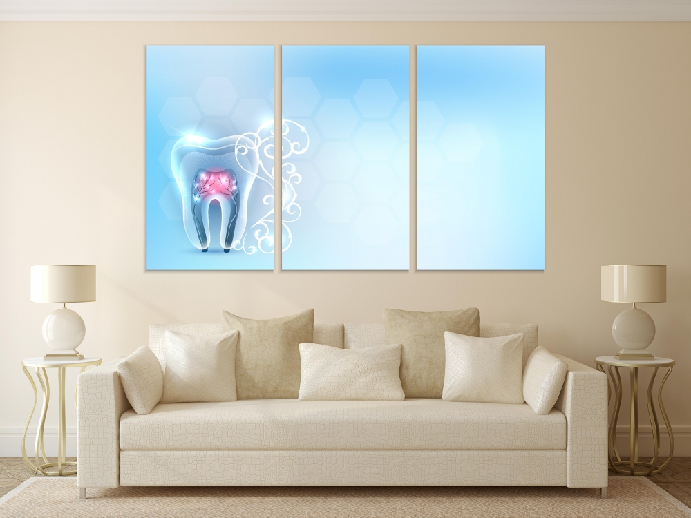 

Картина на холсте Модульные Модульная картина Beautiful Clean Transparent Tooth Anatomy 3 картины 70х140 см.