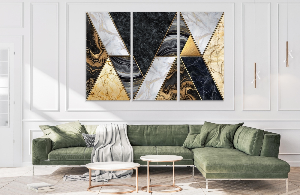 

Картина на холсте Модульные Модульная картина Geometric Marble Illustration 3 картины 25х50 см.