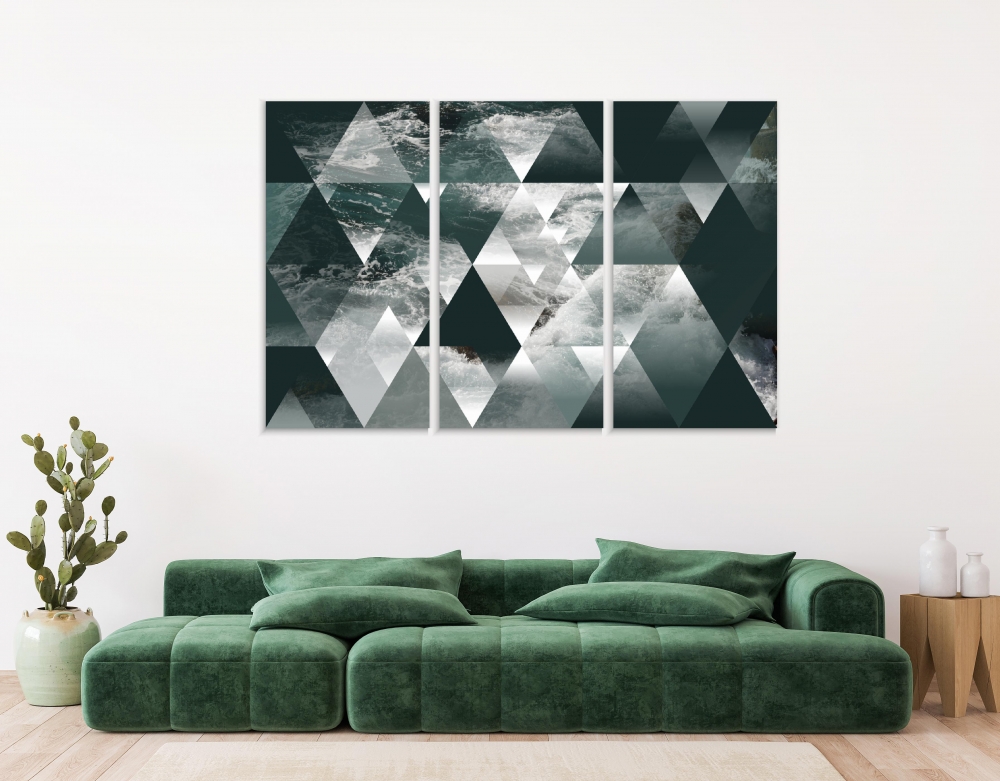

Картина на холсте Модульные Модульная картина Abstract Marine Geometric Background 3 картины 60х120 см.