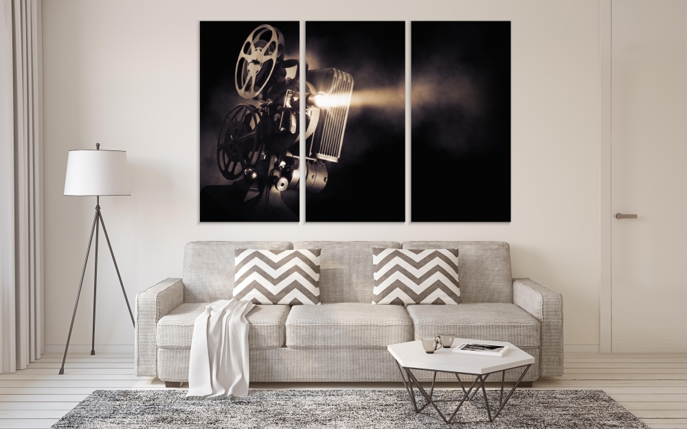 

Картина на холсте Модульные Модульная картина Old Film Projector With Stream Of Light 3 картины 25х50 см.