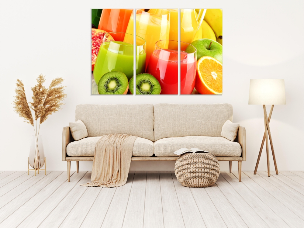 

Картина на холсте Модульные Модульная картина Juice And Fruit 3 картины 60х120 см.