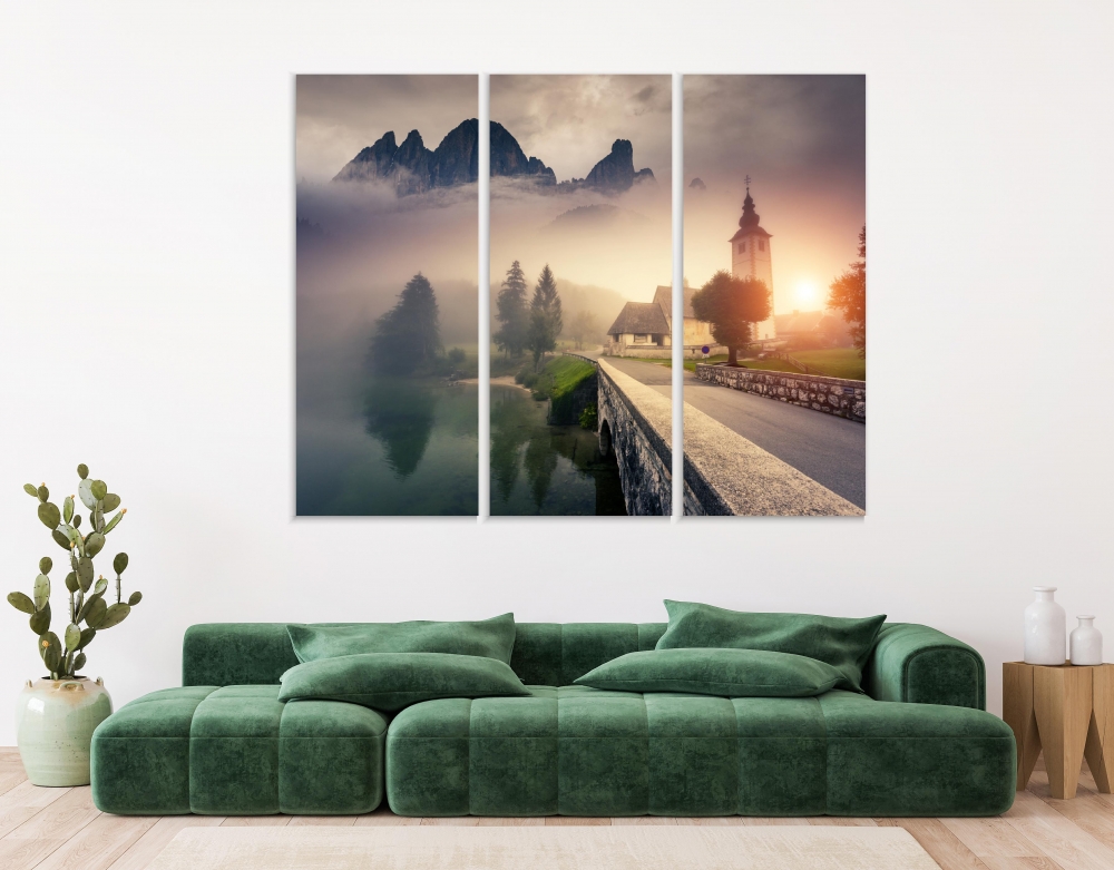 

Картина на холсте Модульные Модульная картина Foggy Morning 3 картины 60х120 см.