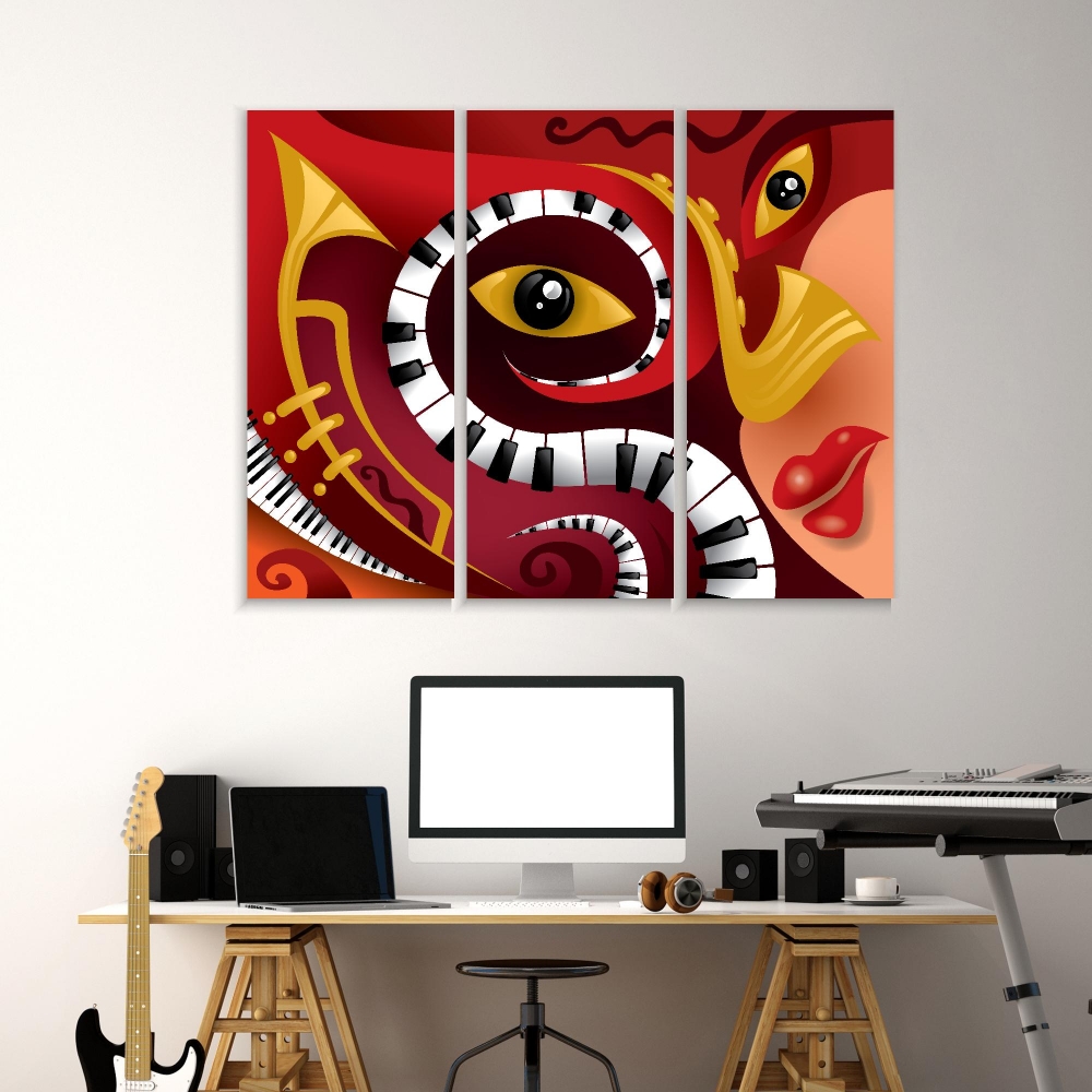 

Картина на холсте Модульные Модульная картина Abstract Music Art 3 картины 45х90 см.