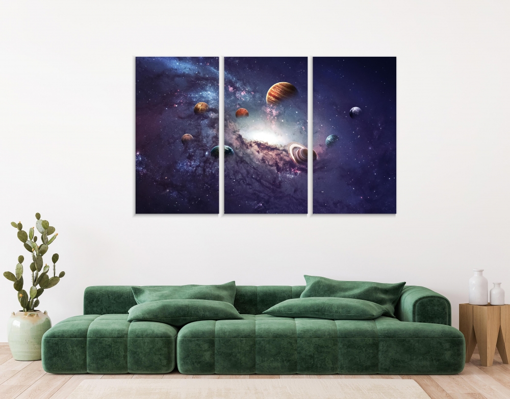 

Картина на холсте Модульные Модульная картина Creation Of Planets Of The Solar System 3 картины 60х120 см.