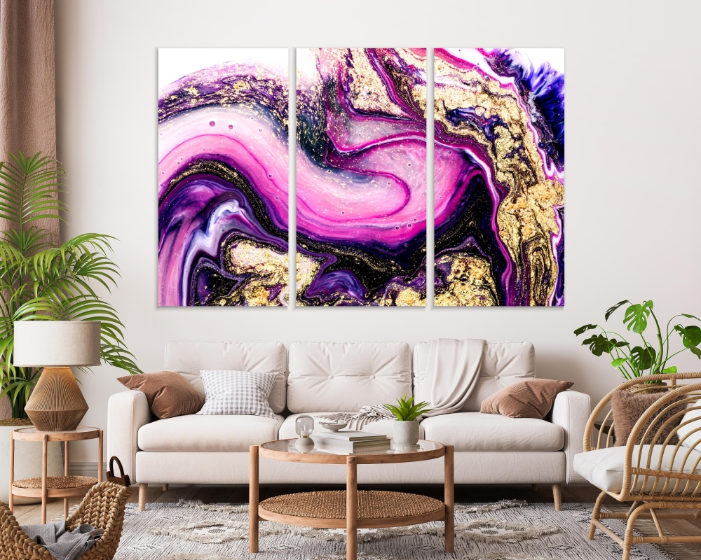 

Картина на холсте Модульные Модульная картина Purple Swirl Pattern 3 картины 25х50 см.