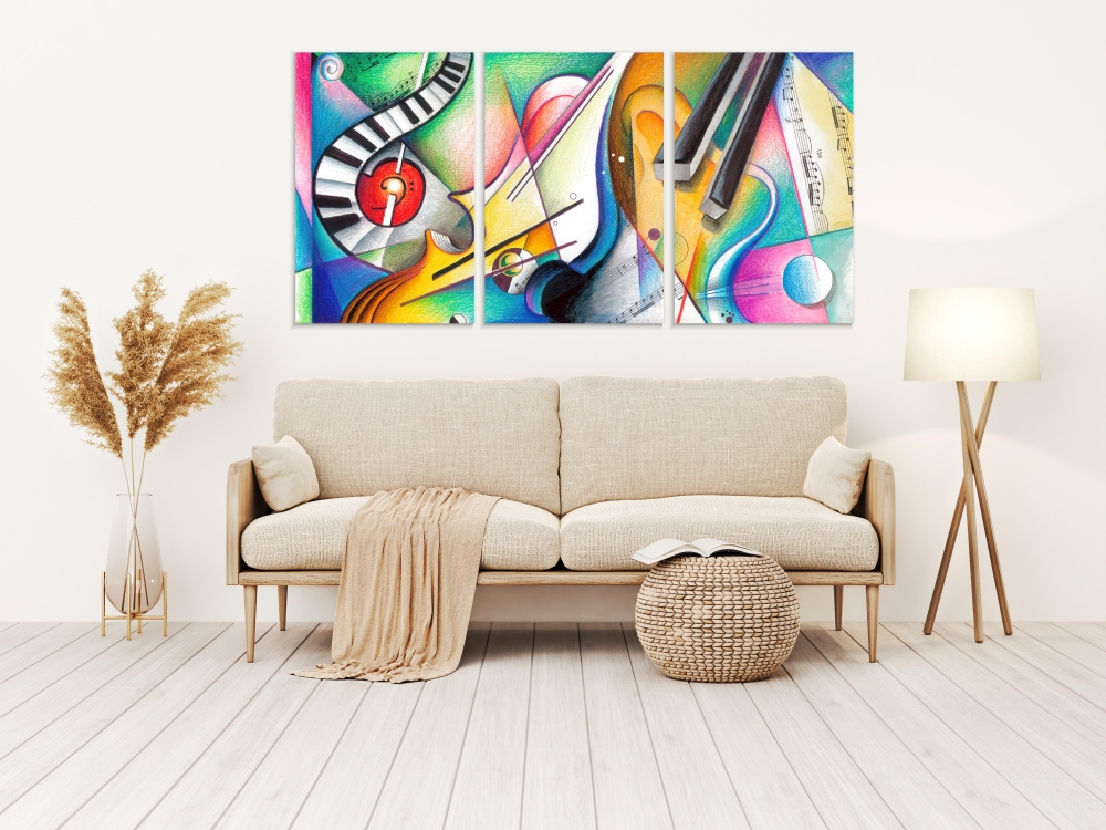 

Картина на холсте Модульные Модульная картина Colorful Abstraction Of Music 3 картины 25х50 см.