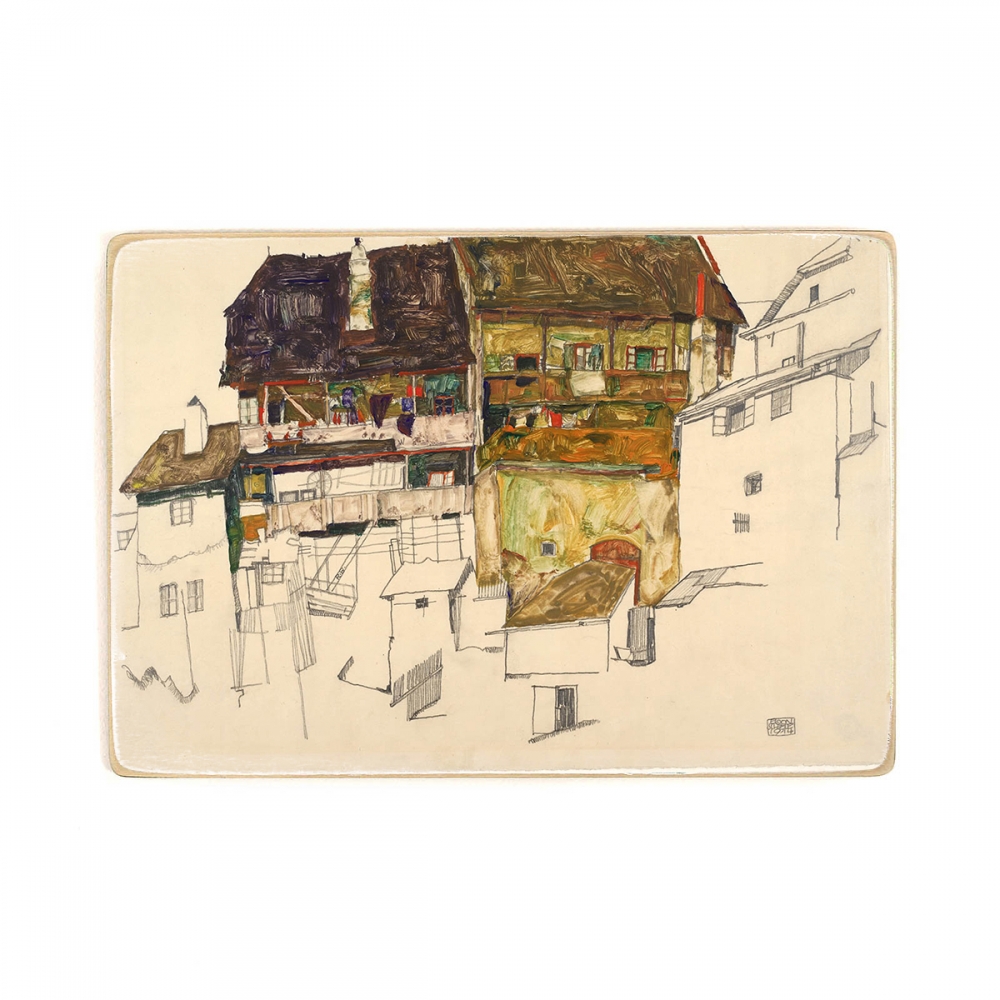 

Деревянный постер Искусство Egon Schiele - Old Houses in Krumau, 1914 А2