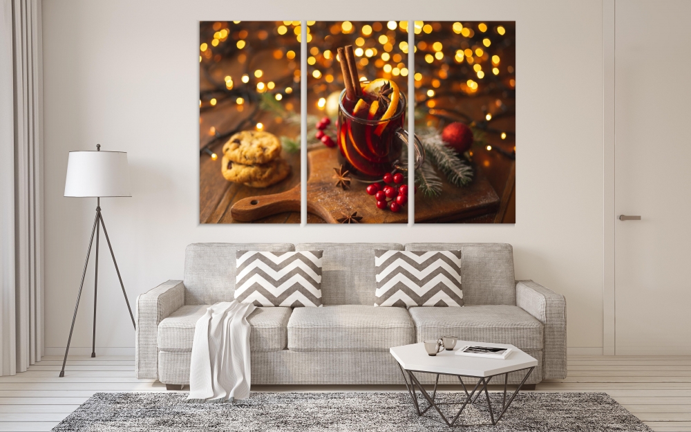 

Картина на холсте Модульные Модульная картина Winter Hot Drink 3 картины 70х140 см.