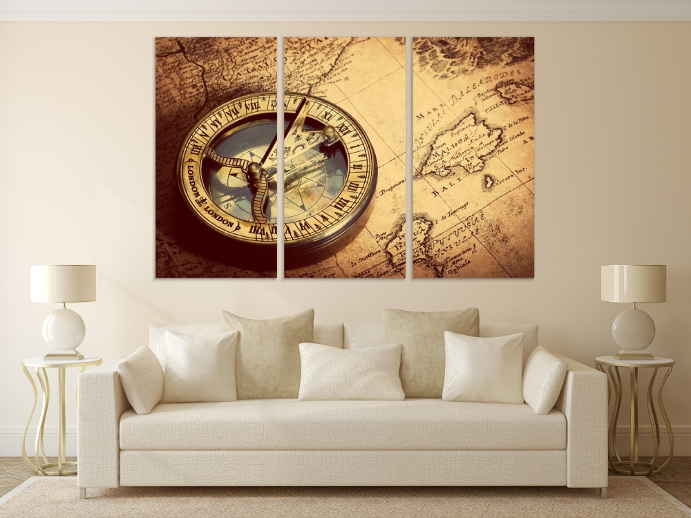 

Картина на холсте Модульные Модульная картина Old compass 3 картины 40х80 см.
